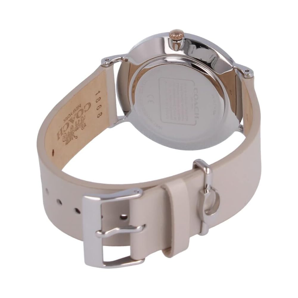 Coach Perry 36mm Women's Watch Silver Gray Leather Strap