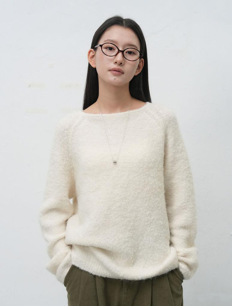 GENERALIDEA Neck Warmer Loose Fit Boucle Knit [Ivory] / Wbe4L05550