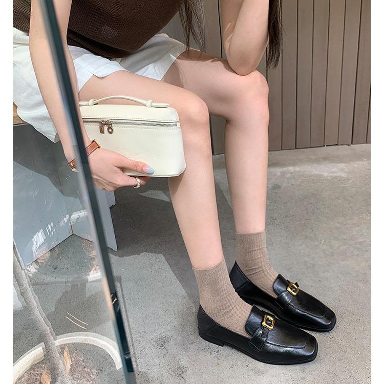 Streng ausgewählte zweite Haare~ Traubenmutter, kleine goldene Schnalle Britische Retro-Vierkantspitze, vielseitige Slipper mit einem Fußpedal für Damen