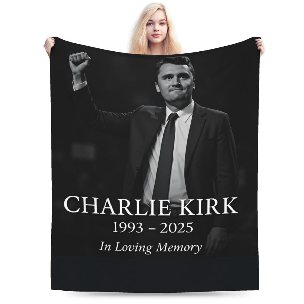 Charlie Kirk Angelic Advocate Blankets Soft Warm Plush Throw Blanket For Child Couch Chair Sofa Bed Flannel Bedspread Bed Cover