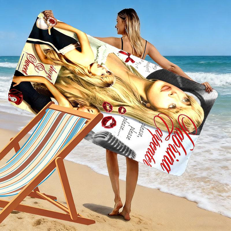 Sabrina Carpenter Melody Print Strandtuch, Großes Weiches Schnelltrocknendes Handtuch für Strand Camping Schwimmen
