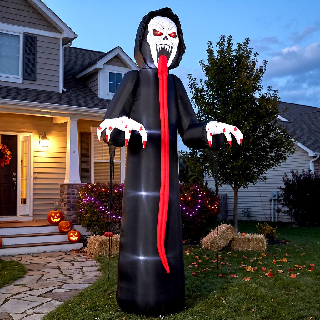 10 FT Halloween Inflatable Skeleton, Scary Halloween Decoration with Built-in LED Lights for Indoor Outdoor Decor