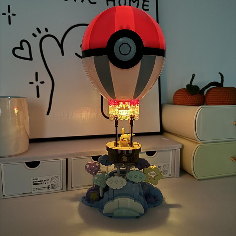 Keeppley Anime Cartoon Toys Pikachu Piplup Jigglypuff Air Balloon Building Block Assemble Model Kids Birthday Gift