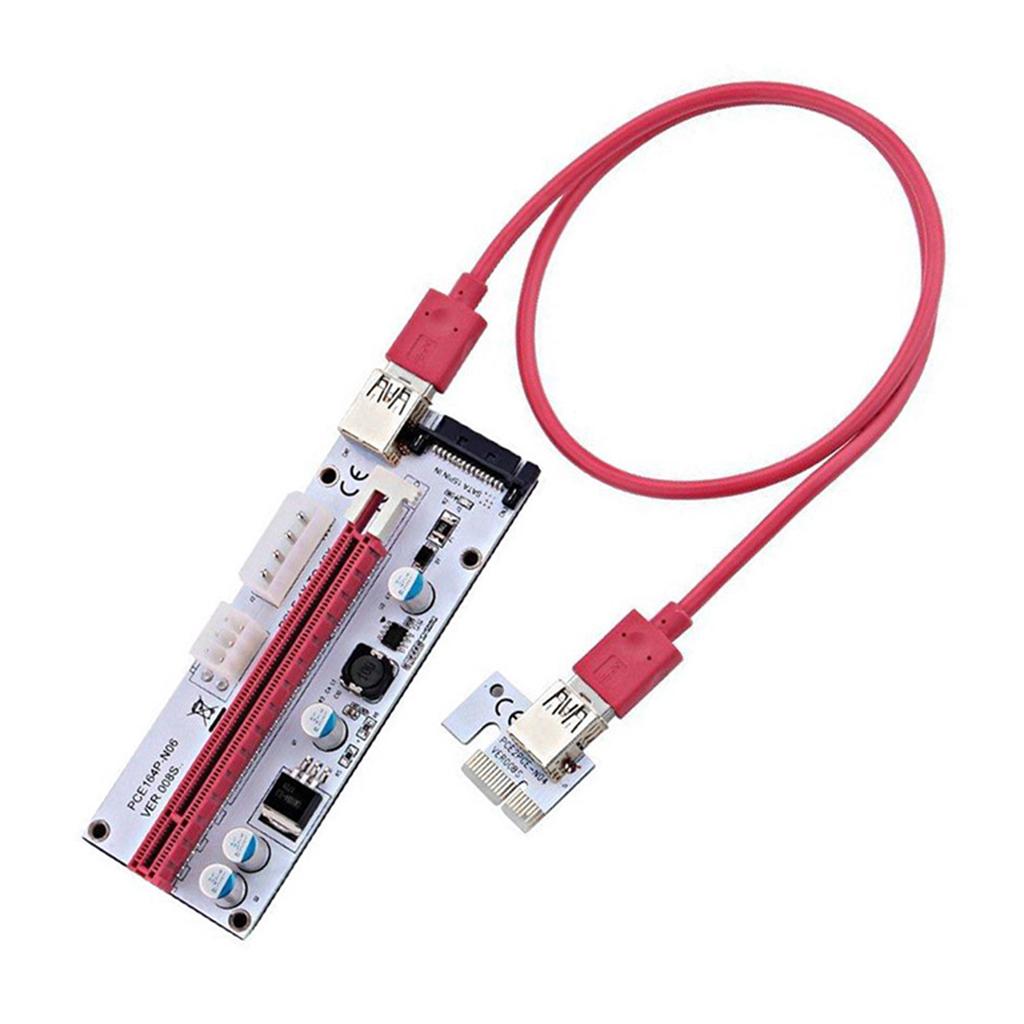 USB 3.0 Mining Cable PCI-E Riser Card VER 009S For Bitcoin Mining Rig -  PCIe 1x To 16x With USB 3.0 Cable, 60cm, Includes Power Cables Gpu Riser