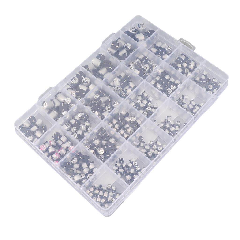 400pcs 24value Electrolytic Capacitor Assortment Kit 1uF 1000uF 6.3V 50V Aluminum Assorted Capacitors with Storage Box