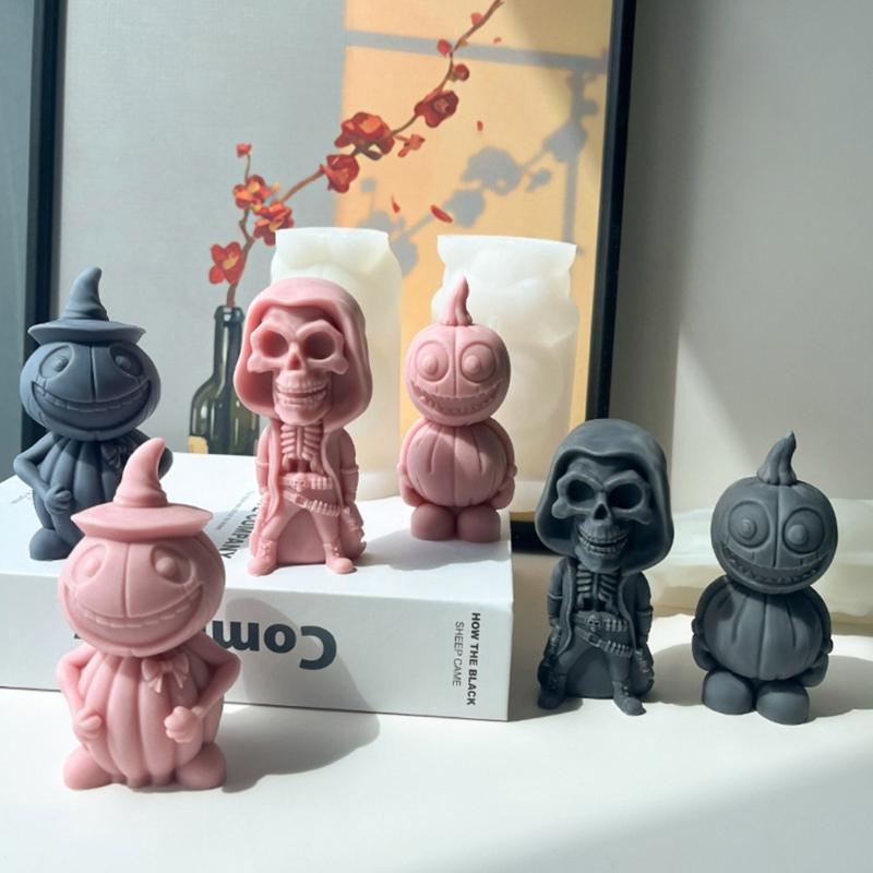 Halloween Skull Candle Silicone Mold DIY Plaster Resin Soap Making Pumpkin Aromatherapys Candle Mould Handmade Decor