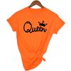 Queen Couples Women T Shirt Crown Printing Couple Clothes Summer Clothing Casual Round Neck Tops