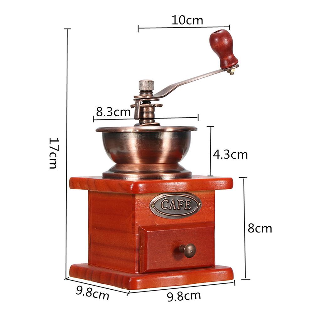 Buy Wooden Brass Vintage Retro Mini Coffee Bean Manual Grinder Hand ...