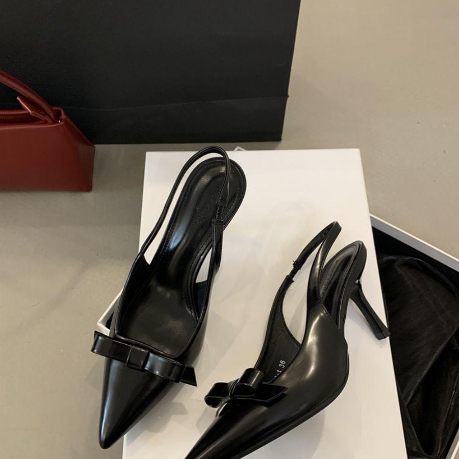 Premium Thin Heel Pointed Sandals Women'S Summer Bow Sweet Temperament High Heel Bag Head Empty Single Shoes