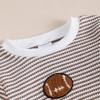 Unisex Baby & Toddler Waffle Stripe Long Sleeve Round Neck Romper with Embroidery