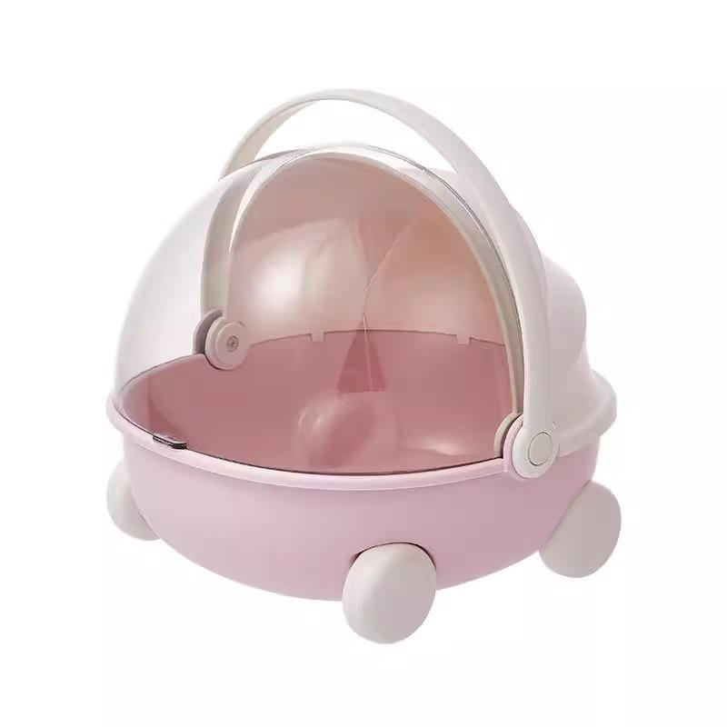 Pink Plush Doll Bassinet & Dustproof Storage Box