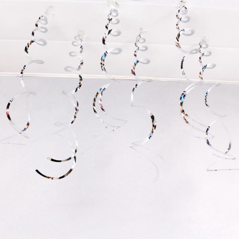 6pcs Spiral Pendant Dangling Swirls Wedding Balloons Garland Wall Hanging Decoration Birthday Party Christmas Halloween Decors