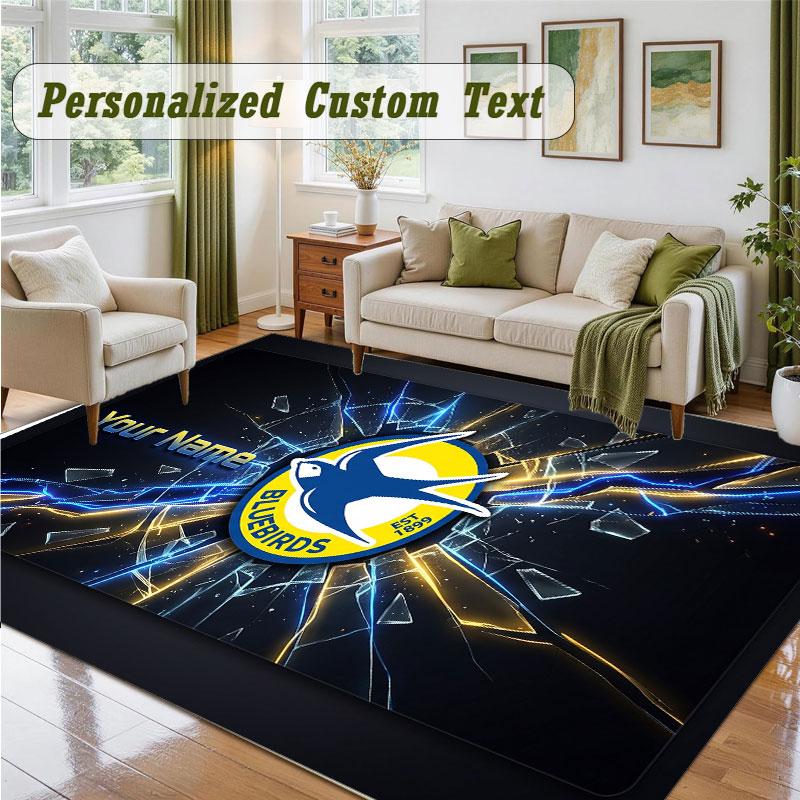 Crystal Velvet Square Rug Custom NameCardiff City Pattern Non Slip Home Floor Decor Rug