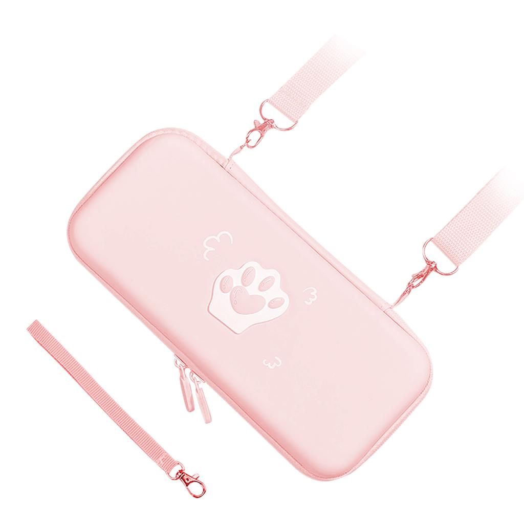 Cute Cat Paw Carrying Case Scratch Resistance Soft Lining Large Capacity Hard Shell Box Portable for Game Console Accessories