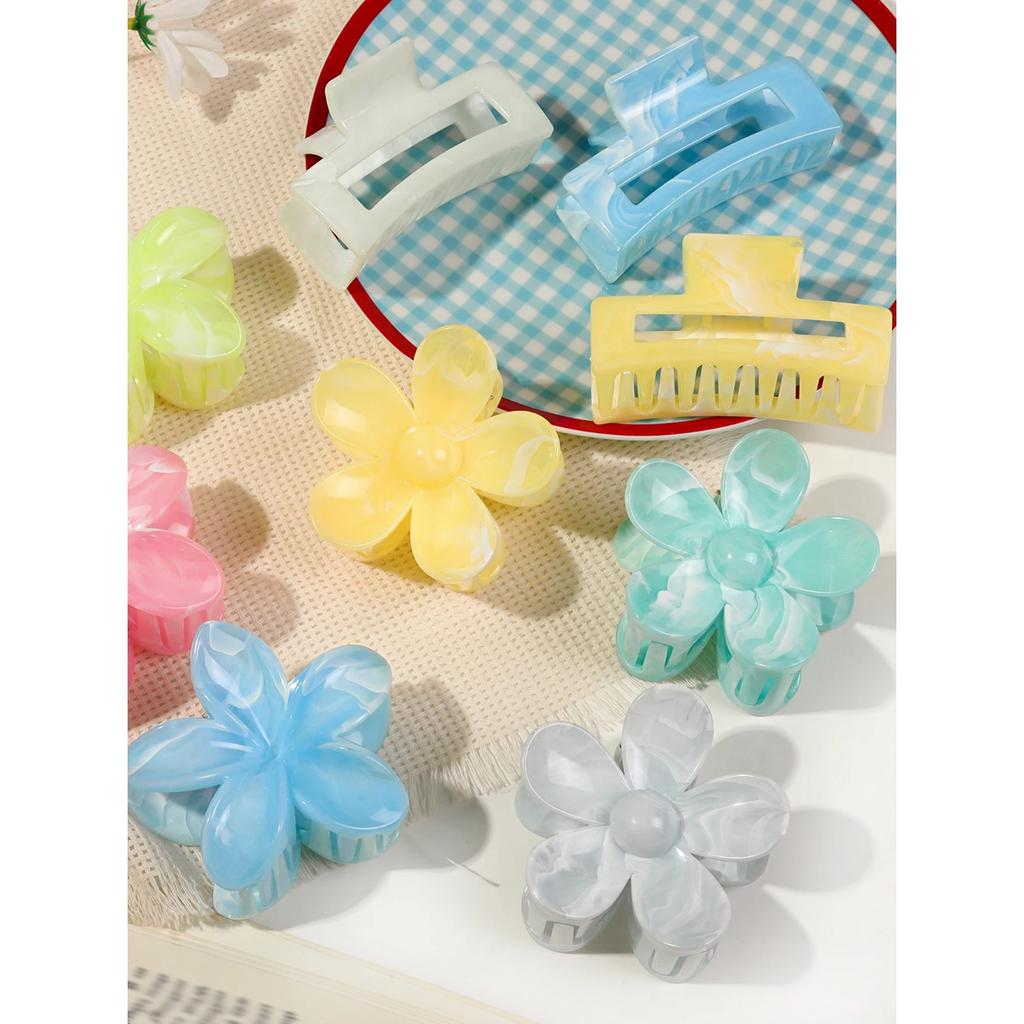 New Hawaiian Flower Hair Claw Clips Discoloration In Sunlight, Strong Hold Beach Hair Accessories for Women Thin Thick Hair