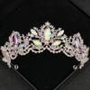 Silver Ab Crystal Tiaras and Crowns Headband for Women Rhinestone Diadem Bridal Wedding Hair Accessories Jewelry Crown Tiara