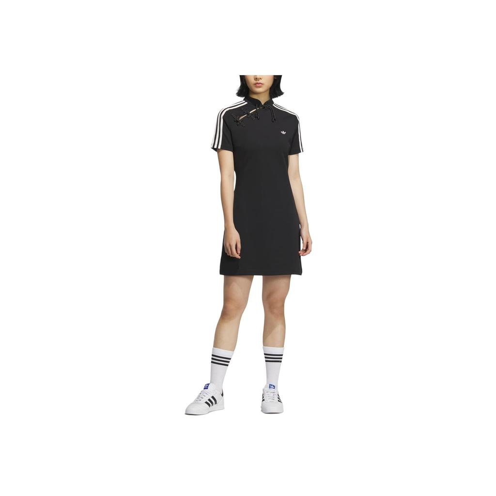 Adidas Originals Comfortable Soft Skin-Friendly Fashion Short Sleeve Dress Women Dresses Black KB6409