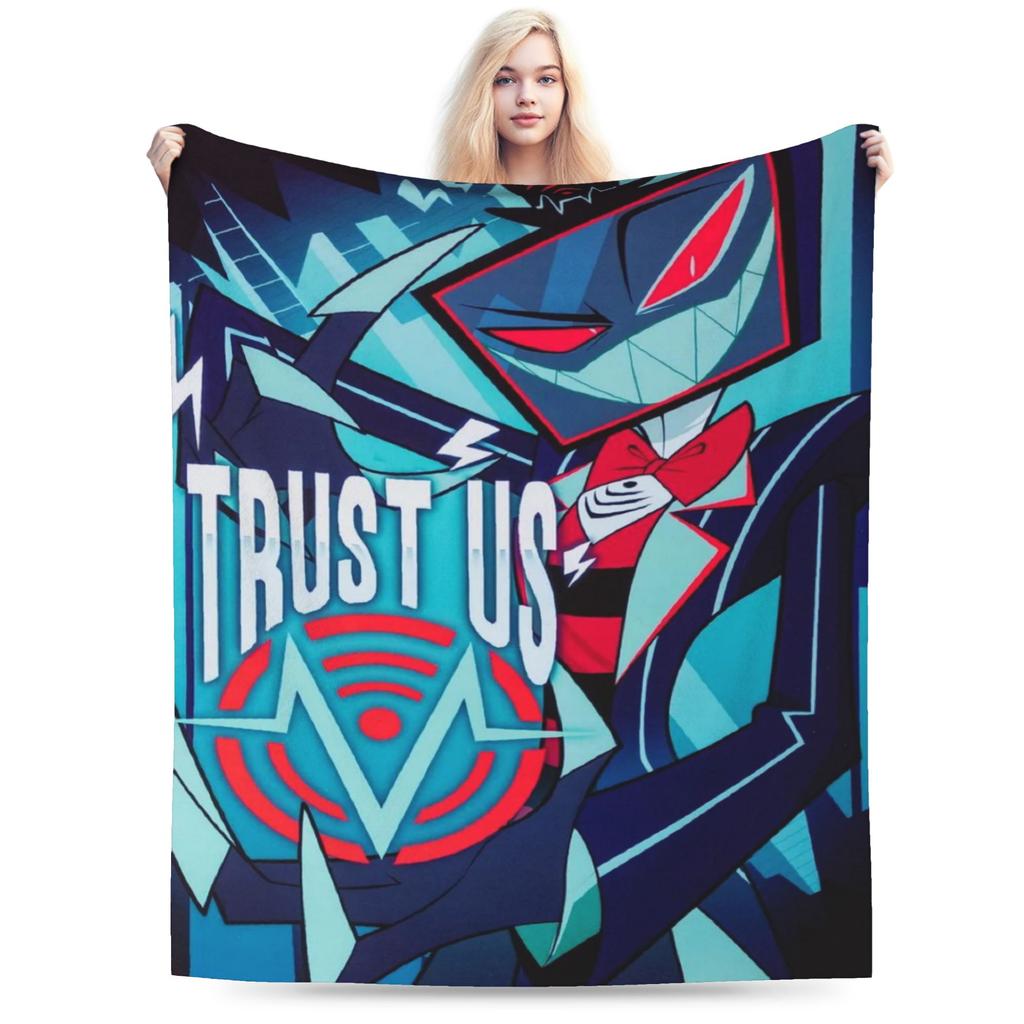 Custom Hazbines Eles Alastor Vox 2 Stuff Blanket Soft Velvet Throw Blanket Comfortable Bedding Throws