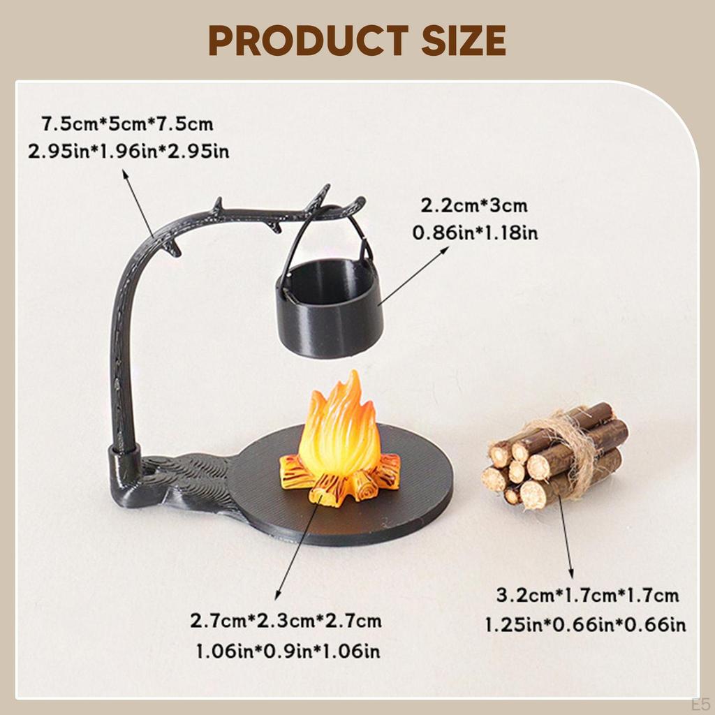 5 1/12 Scale Dollhouse Mini Wooden Campfires with Stump for Sand Table