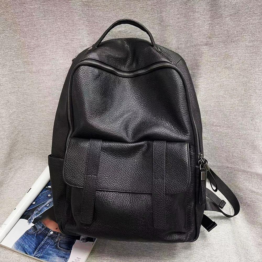 Wind All Leather Men'S Backpack Business Bag 14 Inch Tablet Backpack Large Capacity Travel Bag