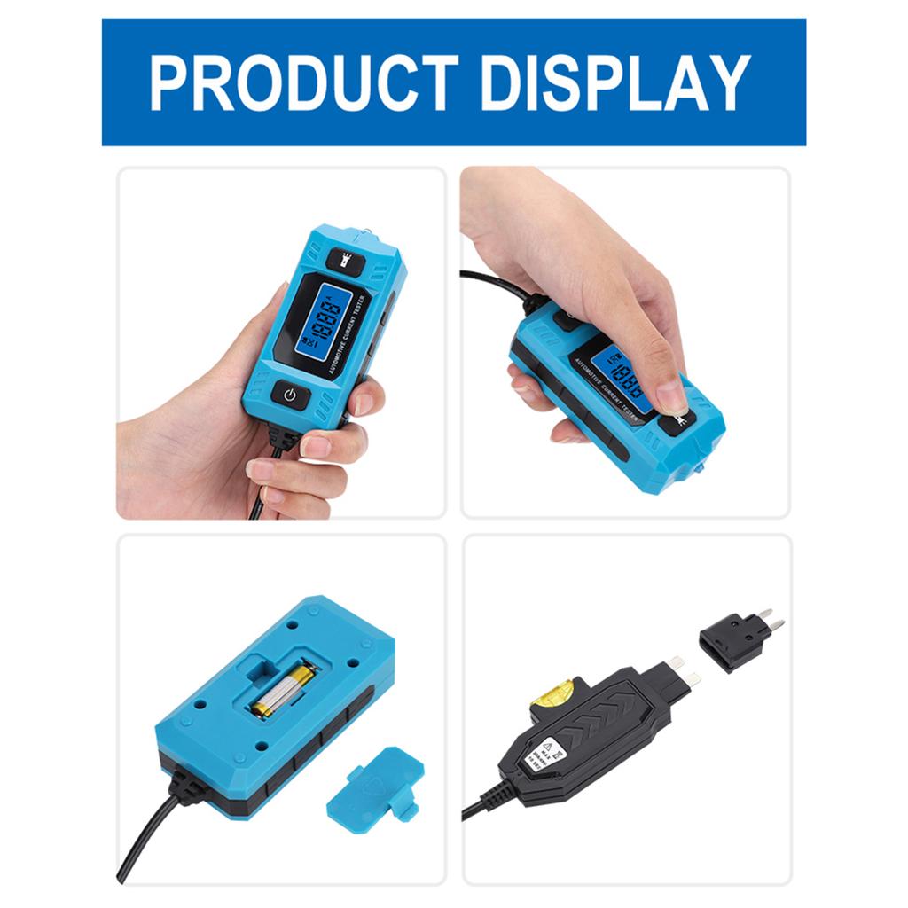 Car Fuse Current Tester 20A 48V Automotive Circuit Fault Probe Detector with LCD Backlight LED Flashlight Comes with