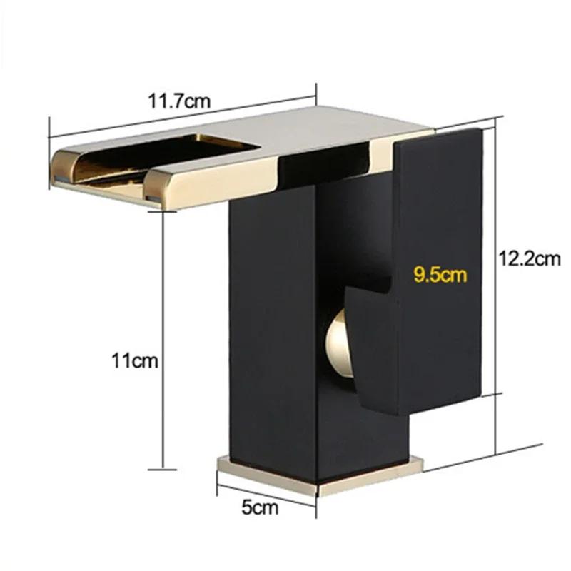 Brass LED Waterfall Bathroom Basin Faucet Cold Hot Water Mixer Crane Sink Tap Color Change Powered by Water Flow Faucets