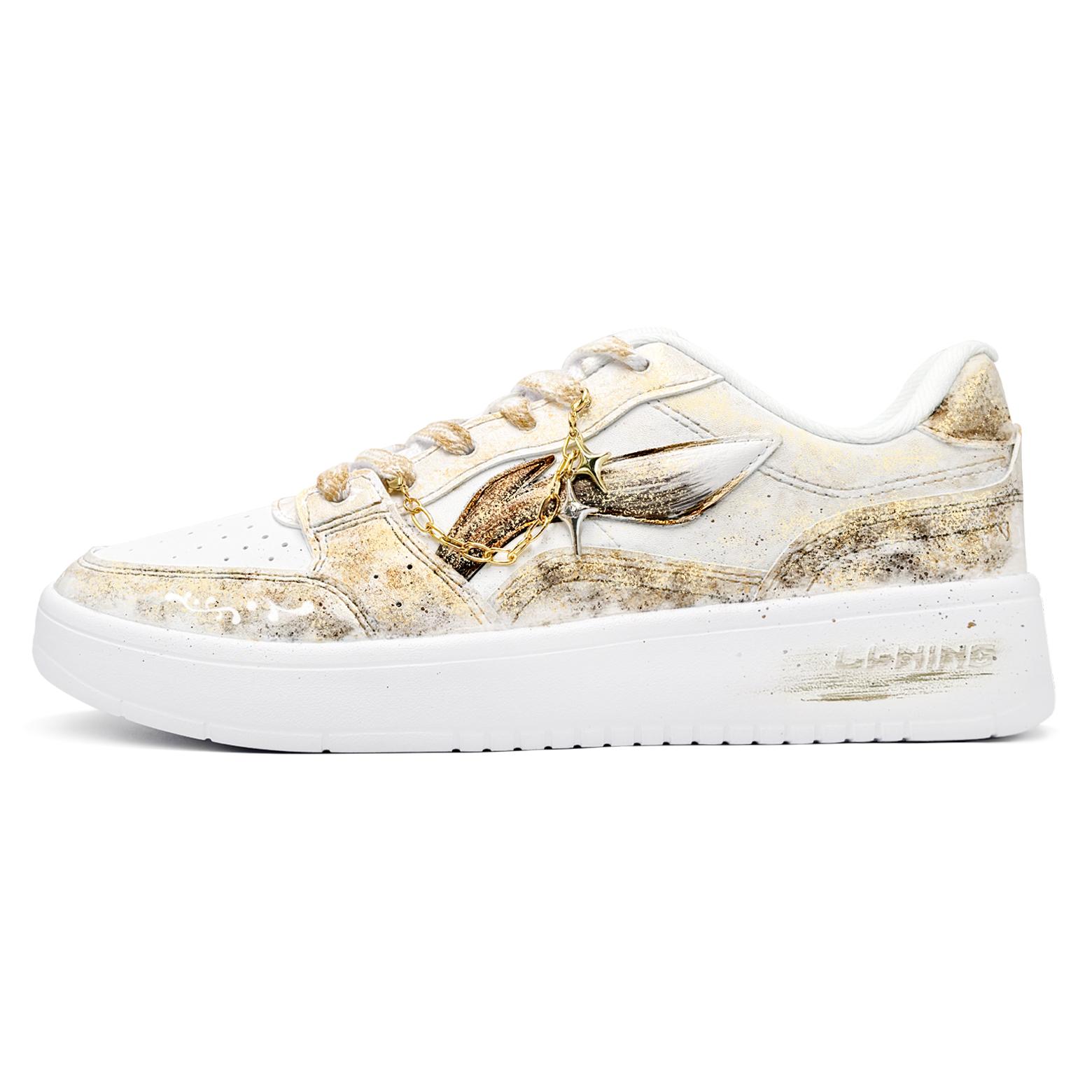 Li Ning Sycee Skateboard Shoes Men s Low top White/Copper/Gold AGCT339-6(TeamTwo-) 41