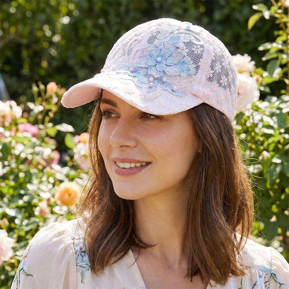 White Pink Hollow Out Baseball Cap Duck Tongue Breathable Baseball Cap Summer