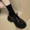 Black lace-up small leather shoes women's college style new versatile thick-soled heightening single shoes tide