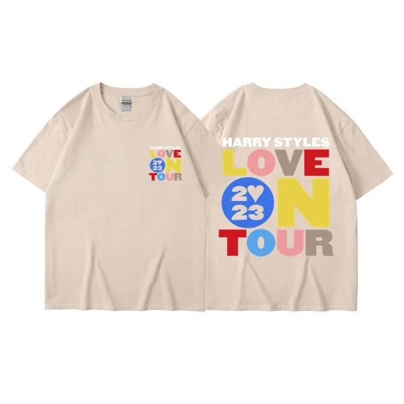 2026 Harry Styles Love on Tour Krótki rękaw Letnia Bawełna Męski T-shirt Krótki rękaw Y2K Hiphop Ulica Codzienny Moda Odzież