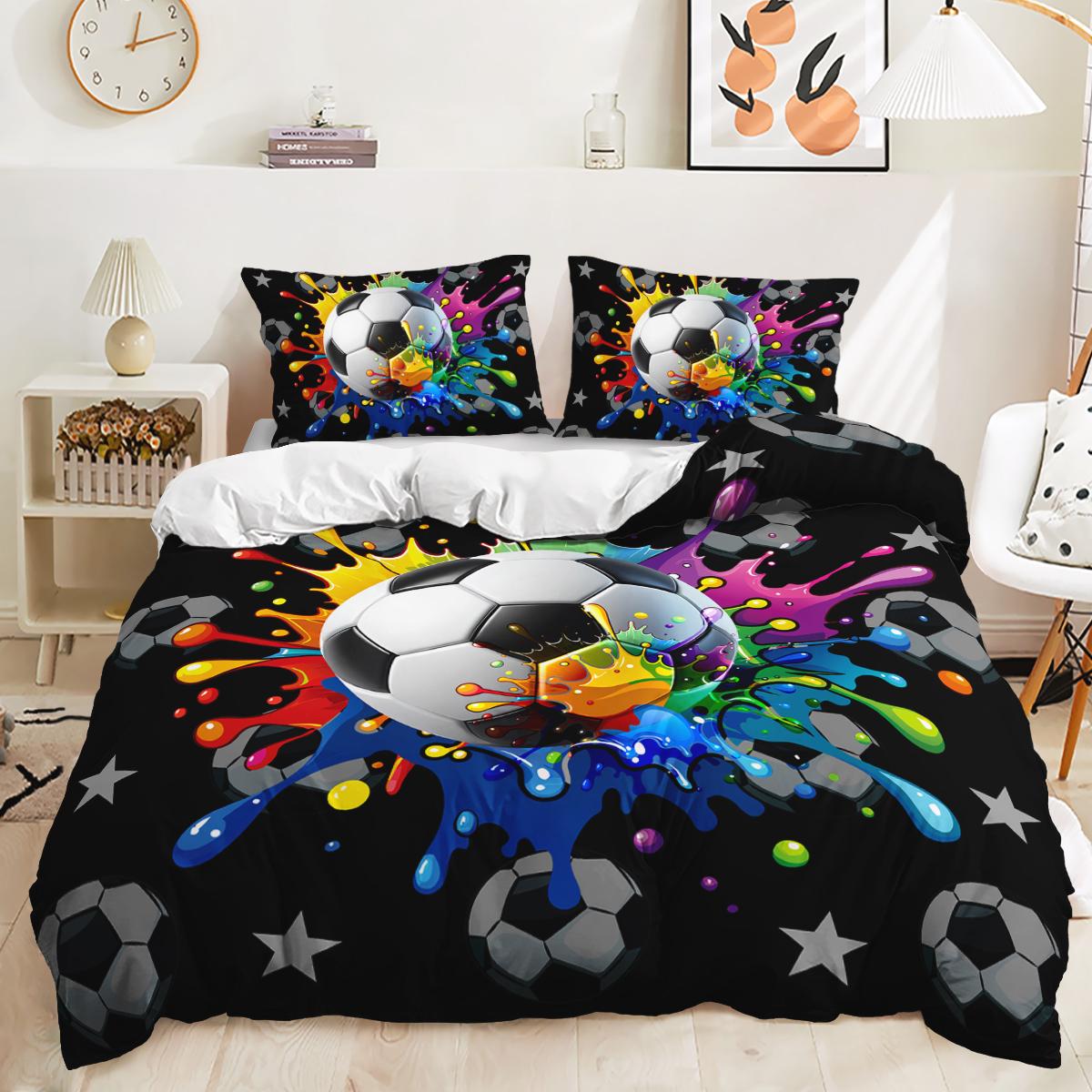 

Футбольный 3D-принт с цифровым узором пододеяльник наволочка постельное белье для спальни комплект из трех предметов DE 135x200cm