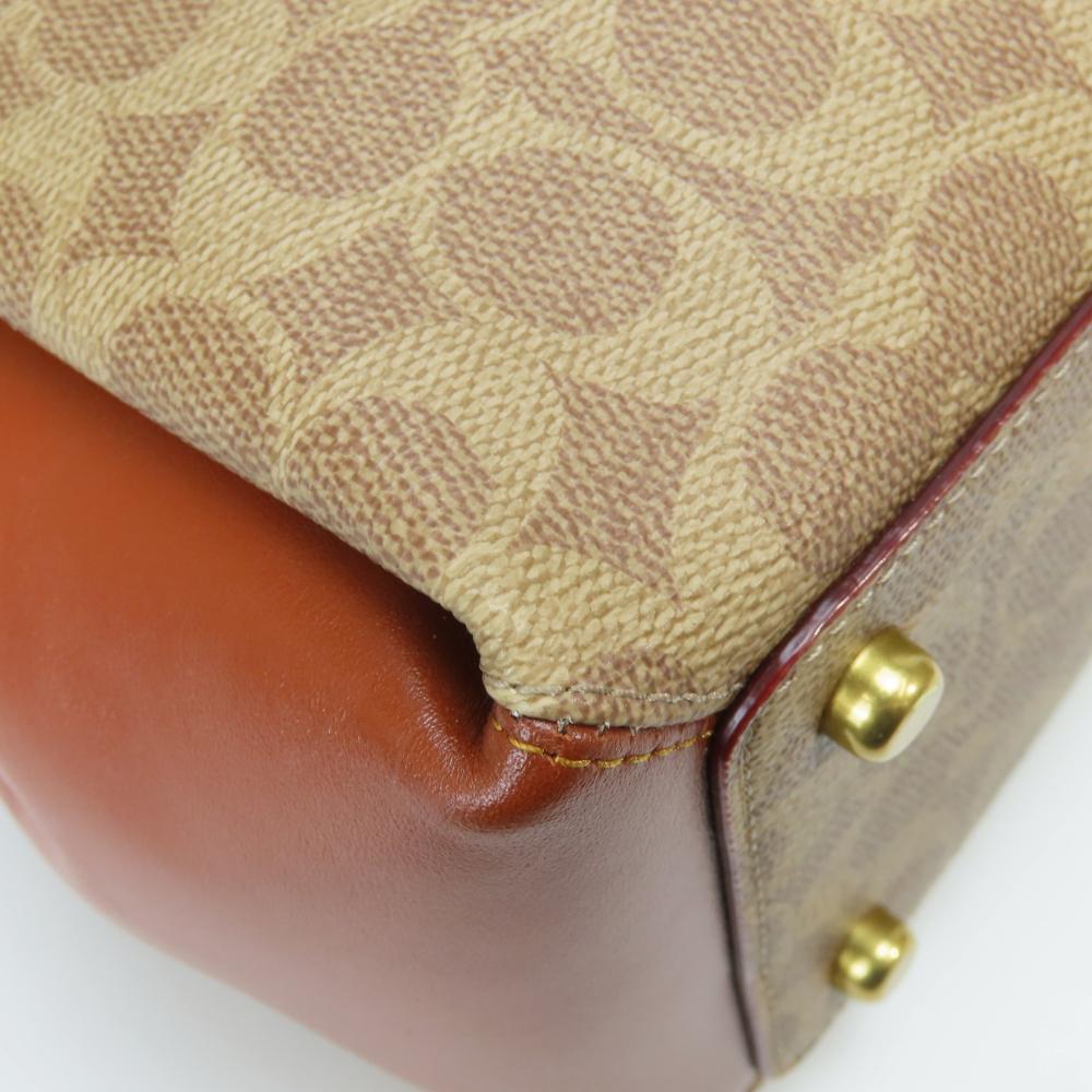 Used COACH Shoulder Bag Signature 597 PVC/leather Last Brown