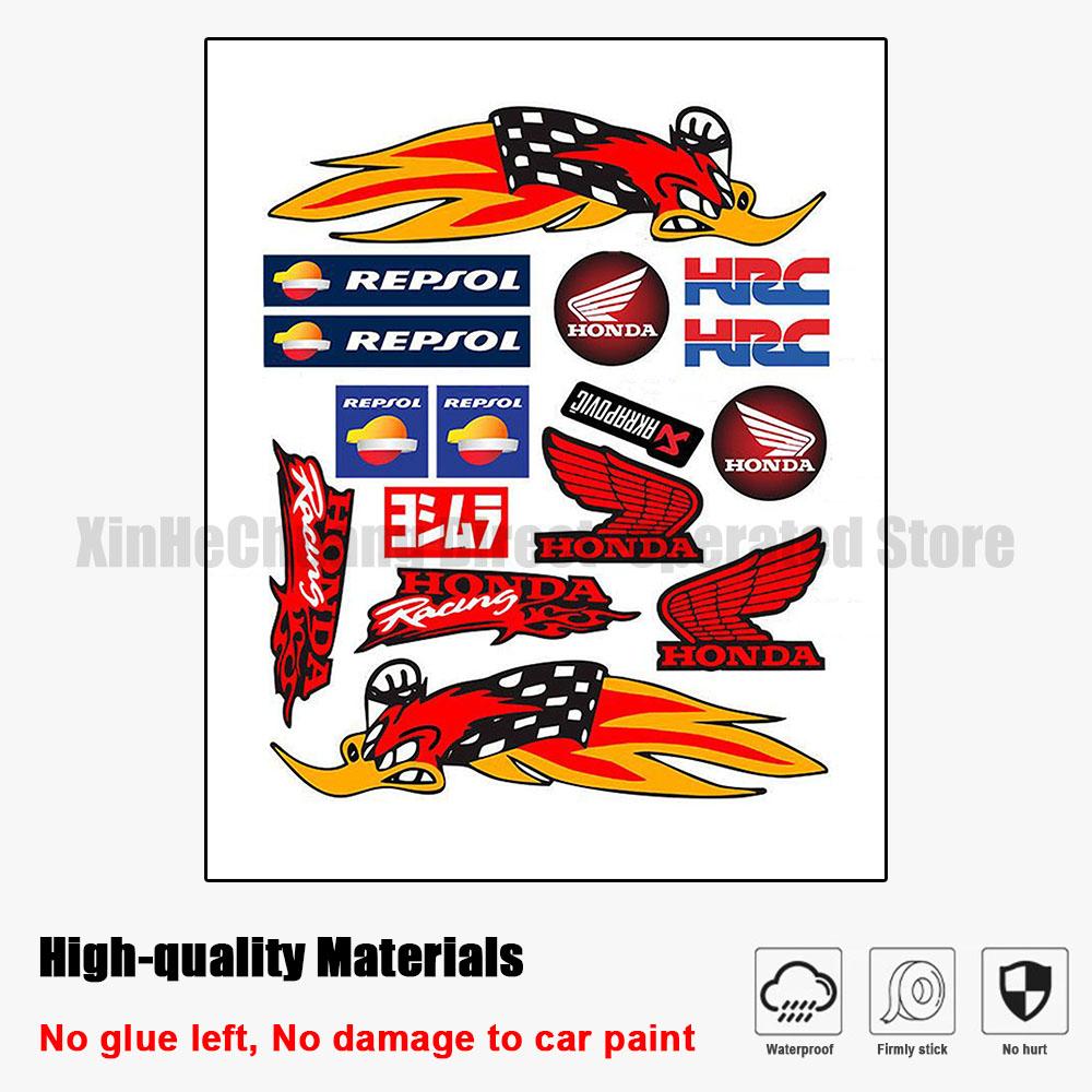 

Hot Sale Motorcycle Stickers Modification Accessories HRC HONDA Racing Series PVC Waterproof Reflective Helmet Decor Decals