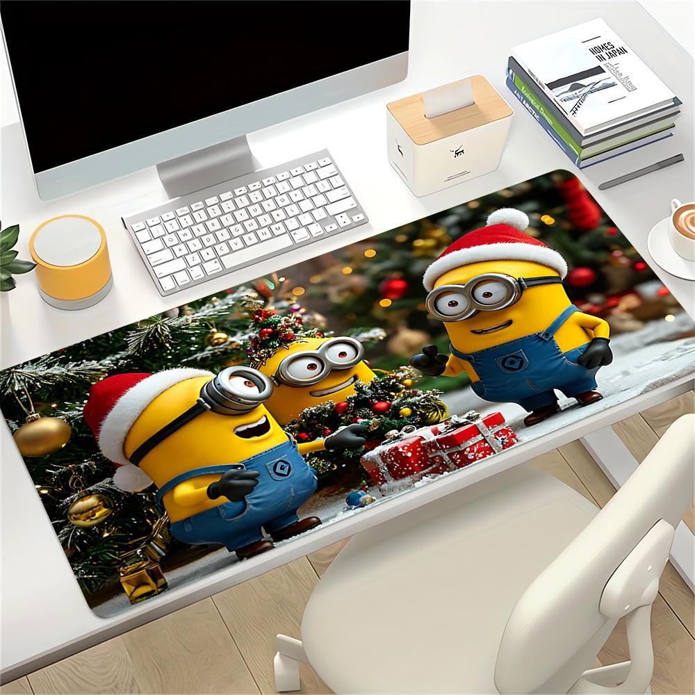 Christmas Minions Celebration Large Gaming Mouse Pad Nonslip Rubber Base Waterproof Desk Mat For Office Pc Laptop