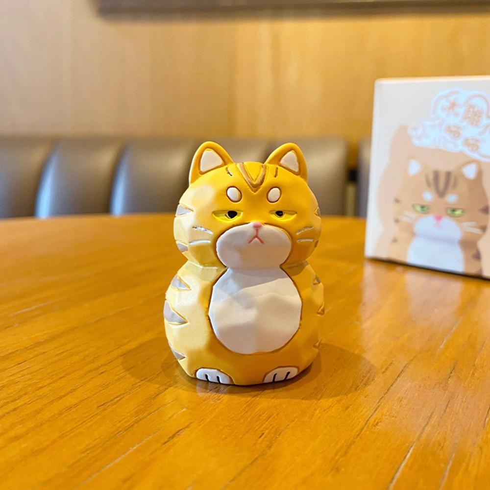 Resin Cat Anime Figure Q Version Desktop Doll Kawaii Cat Model Figurines Decoration
