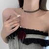Black crystal pearl necklace female summer niche design necklace Internet celebrity temperament collarbone chain necklace