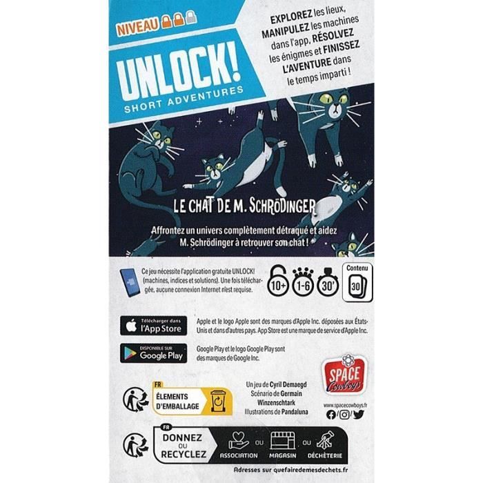 Lot 3 Unlock Short Adventures, Version Française Red Mask + Meurtre À Birmingham + Le Chat De M. Schrödinger + 1 Décapsuleur Blumie