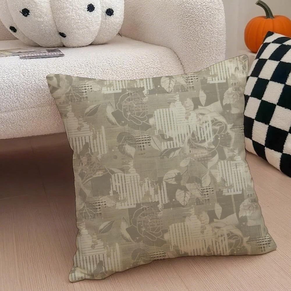 Fashion Retro Ink Prints Beautiful Cushion Cover Linen Pillow Case Soft Breathable Protective Couch Room Decoration