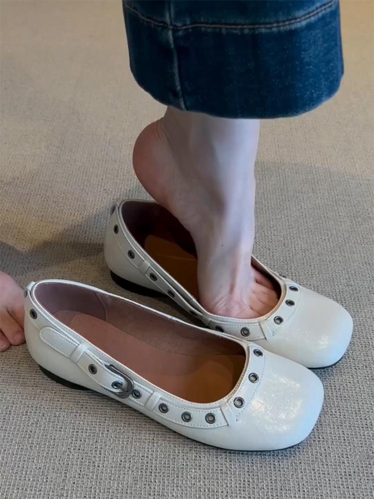 

Версия из мягкой кожи~ Новая конструкция, туфли-лодочки Мэри Джейн на плоской подошве для женщин, с ремешком на одной педали и квадратным носком, универсальные одинарные туфли для женщин 35