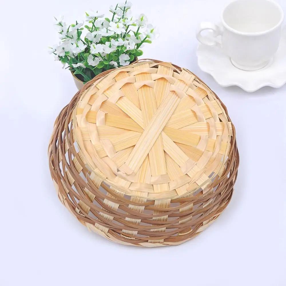 High Quality Round Shape Storage Basket Food Container Handmade Rattan Fruit Basket Large Capacity Durable Fruit Storage Bin