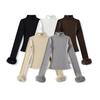 Women's Long-Sleeve Base Layer with Removable Fur Cuffs and Half-High Collar