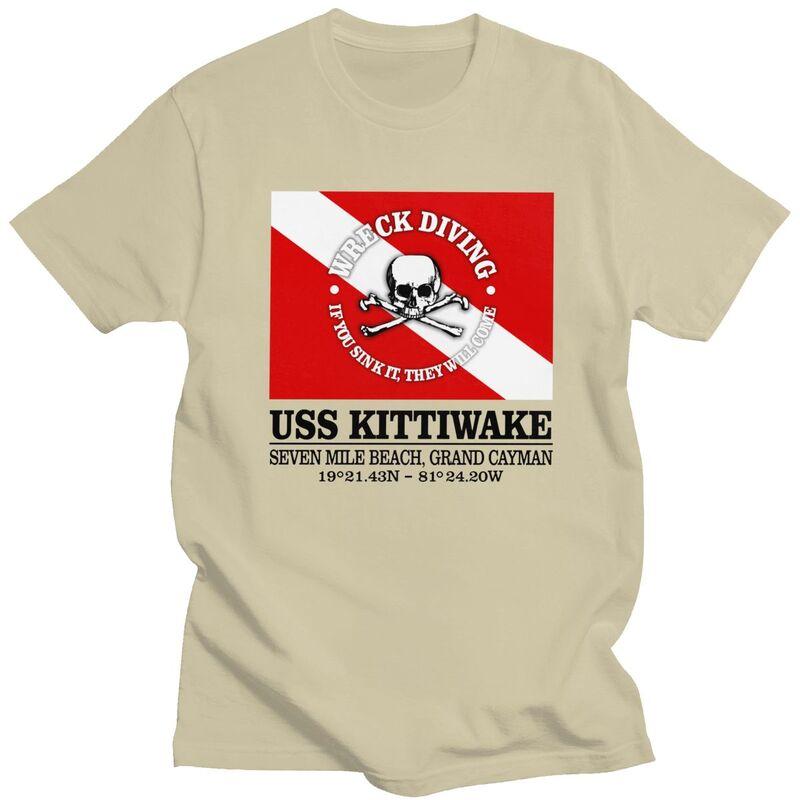 Custom USS Kittiwake Scuba Diving T Shirt for Men 100 Cotton Tee Short Sleeves Diver Dive Flag Tshirts Slim Fit Clothing Gift