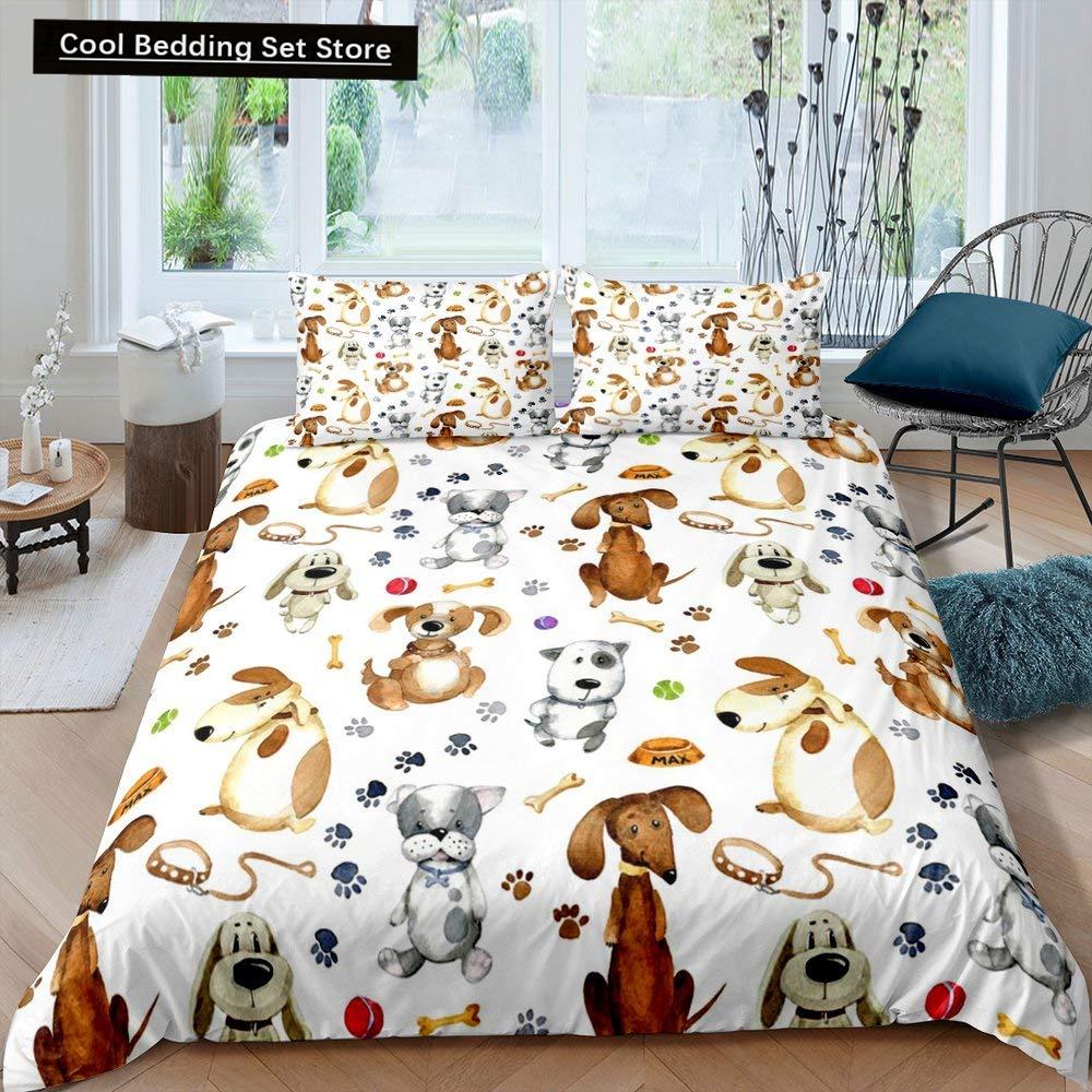 Svart Hundtass Kung Drottning Påslakan Valptassar Sängkläder Set Katt tass Rött Hjärta Kärlek Påslakan Mikrofiber Täckeöverdrag