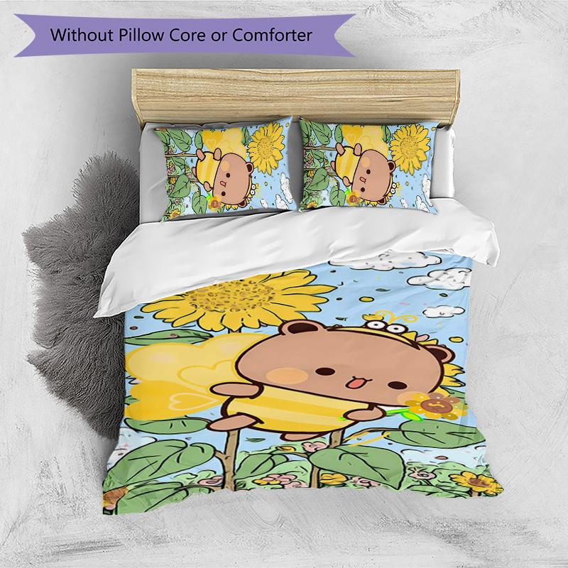 dudu bubu Printed 3PCS Bedding Set Soft Breathable Duvet Cover Pillowcases Set Washable Bedroom Decor Home Gift