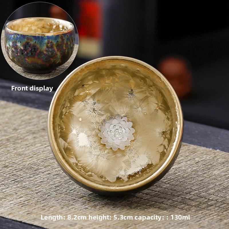 Silver-inlaid Colorful Peacock Gilded Jianzhan Kung Fu Tea Cup Personal Exclusive Master Cup Pure Hand-made Tea Cup