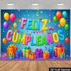 2D Flaches Banner - Bunter Spanischer Geburtstags Hintergrund Dekoratives Gewebe - "FELIZ CUMPLEAÑOS"