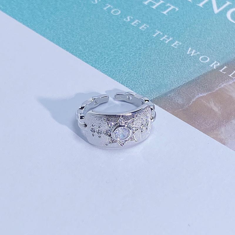 Light Luxury Full Diamond Inlaid Zircon Super Flash High-End Open Ring Niche Exquisite Elegant Personalized Ring