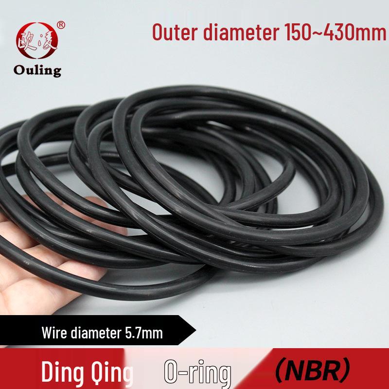 

Nitrile O-ring, OD: 150-430mm, CS: 5.7mm, Waterproof, Shock-absorbing Seal OD 150mm * 5.7mm (1 piece) Black Nitrile O-ring