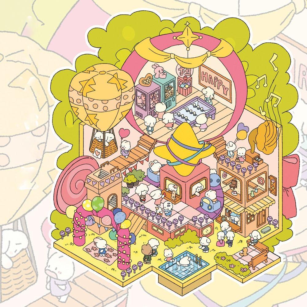 Stacking Pasting 3D Landscape Sticker PET Cabin Scene Sticker Splicing Diary Stickers Kids Toy