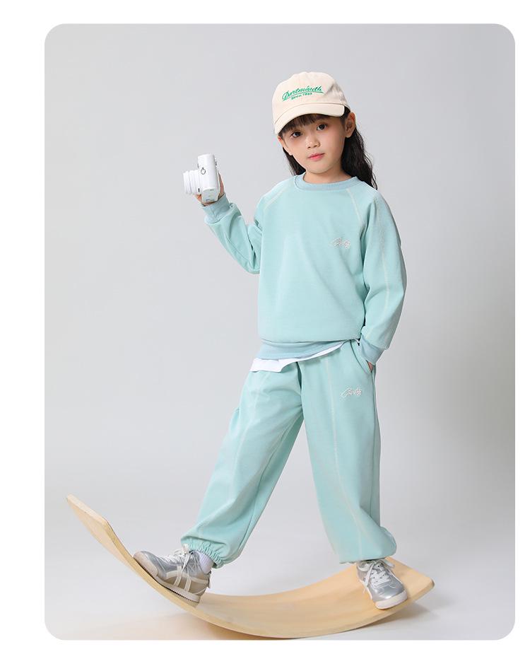 Kids' Autumn/Winter Hoodie & Sweatpants Set: Fleece-Lined Pullover for Boys & Girls